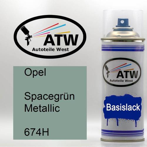 Opel, Spacegrün Metallic, 674H: 400ml Sprühdose, von ATW Autoteile West.